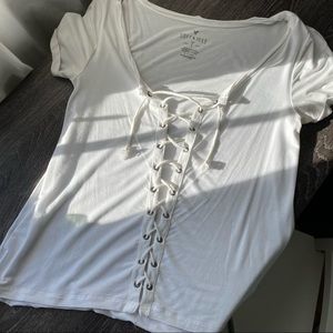 AE Soft & Sexy Lace-Up Front Top